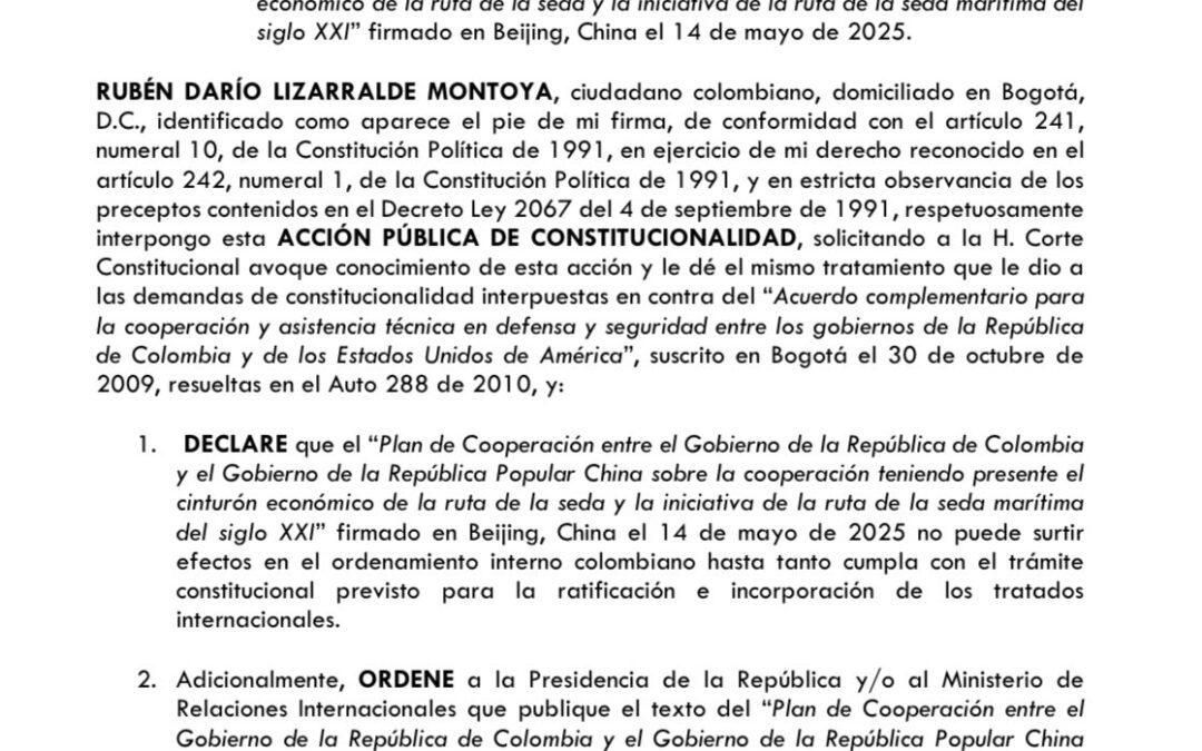 Exministro demanda ingreso de Colombia a la Ruta de la Seda
