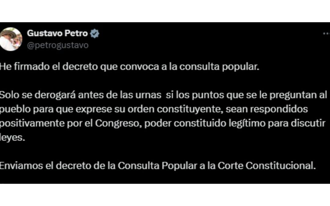 CUÁNDO se realizará la CONSULTA POPULAR, tras firma de PETRO