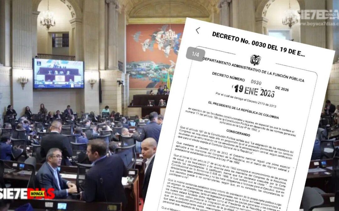 El Gobierno nacional elimina la prima especial de servicios a congresistas con el decreto 0030 del 2026