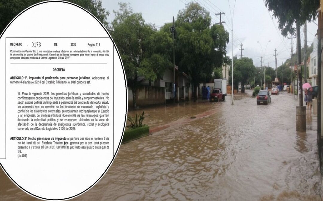 Rige decreto que crea impuestos para atender emergencias por lluvias