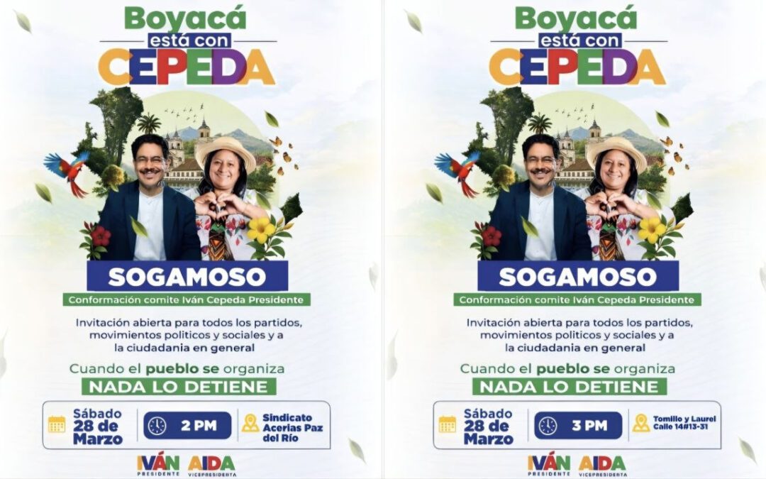 En Sogamoso están divididos los progresistas: para hoy hay dos invitaciones a conformar el comité Iván Cepeda presidente #Tolditos7Días
