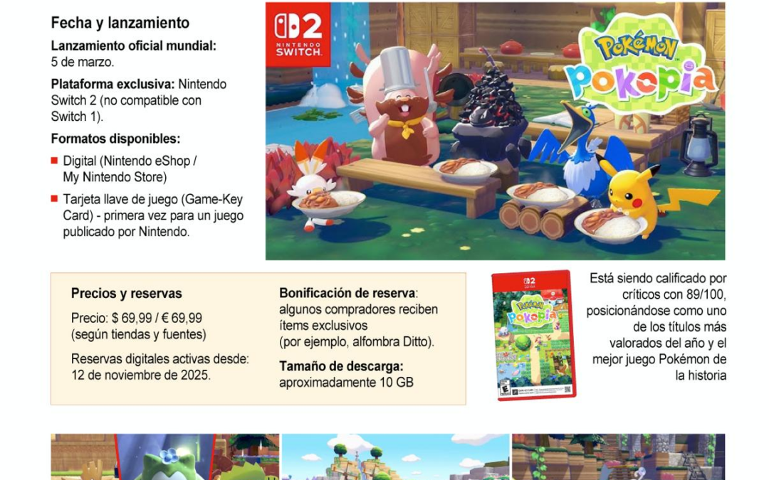 [Infografía] Pokémon cambia las batallas por la creatividad: Pokémon Pokopia debuta en Switch 2
