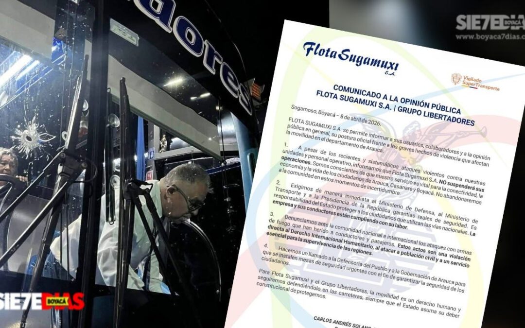 Flota Sugamuxi no suspenderá rutas pese a ataques armados en Arauca, y exige garantías de seguridad