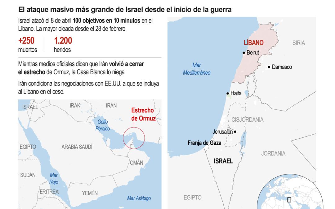 [Infografía] El mayor ataque de Israel al Líbano pone en riesgo el cese al fuego entre EE. UU. e Irán