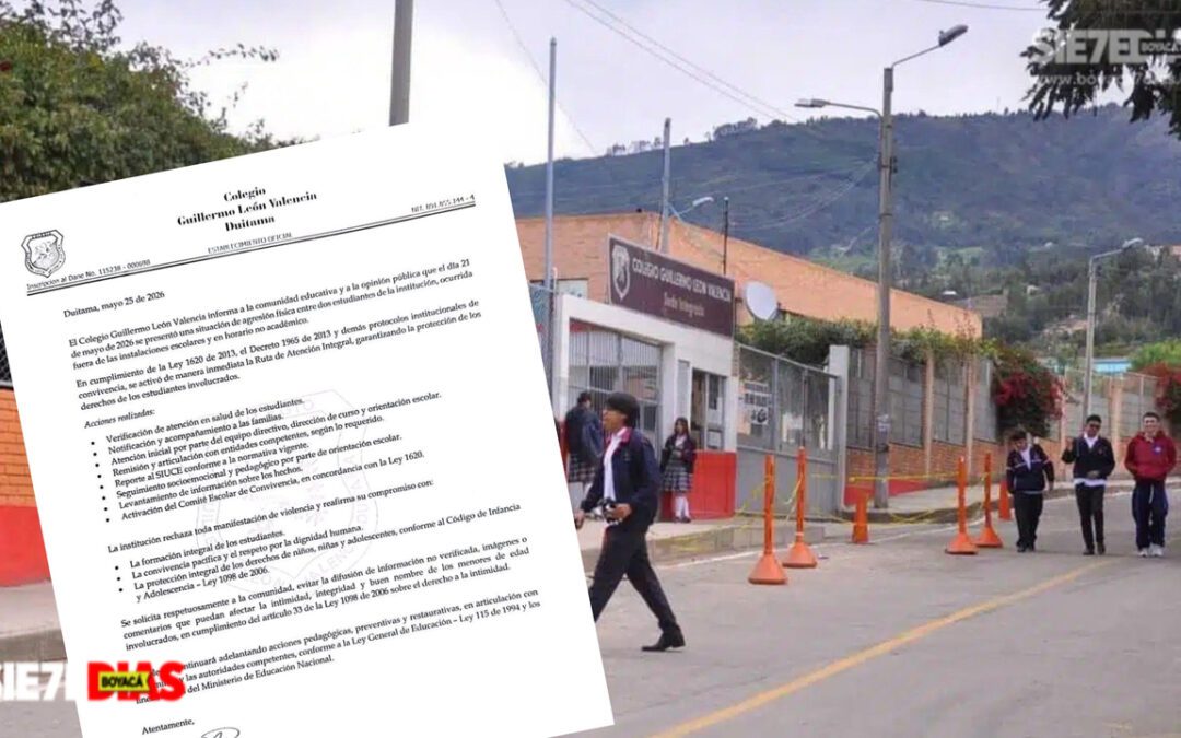 Colegio Guillermo León Valencia de Duitama se pronunció tras riña entre estudiantes