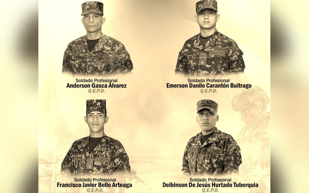 Cuatro soldados colombianos mueren y tres resultan heridos al caer en un campo minado