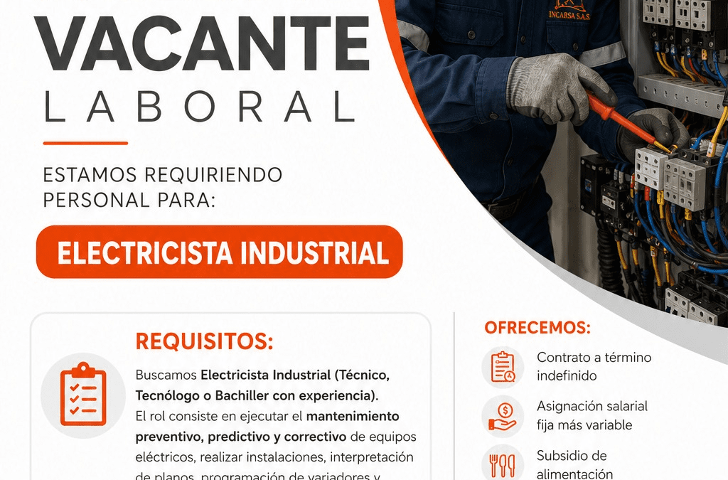 Clasificado: Oportunidad laboral en INCARSA S.A.S.