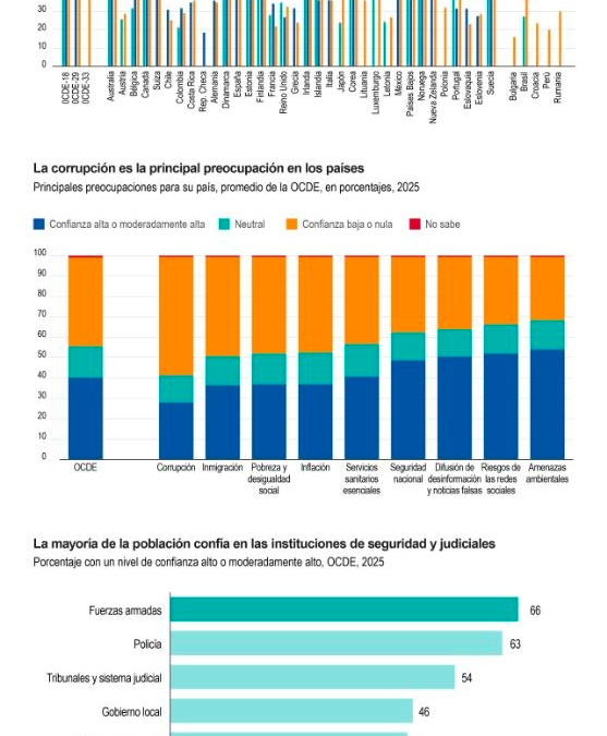 [Infografía] El 40 % de las personas en los países de la OCDE tiene una confianza alta o moderadamente alta en su Gobierno nacional