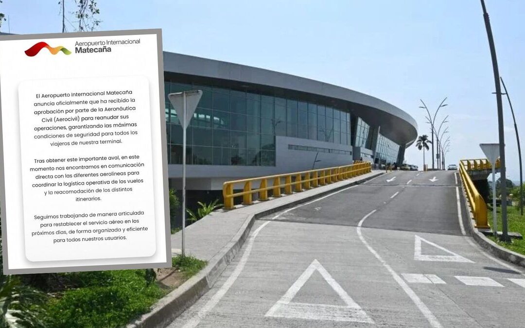 El Aeropuerto de Pereira recibió autorización de AeroCivil para reanudar vuelos comerciales tras el terremoto